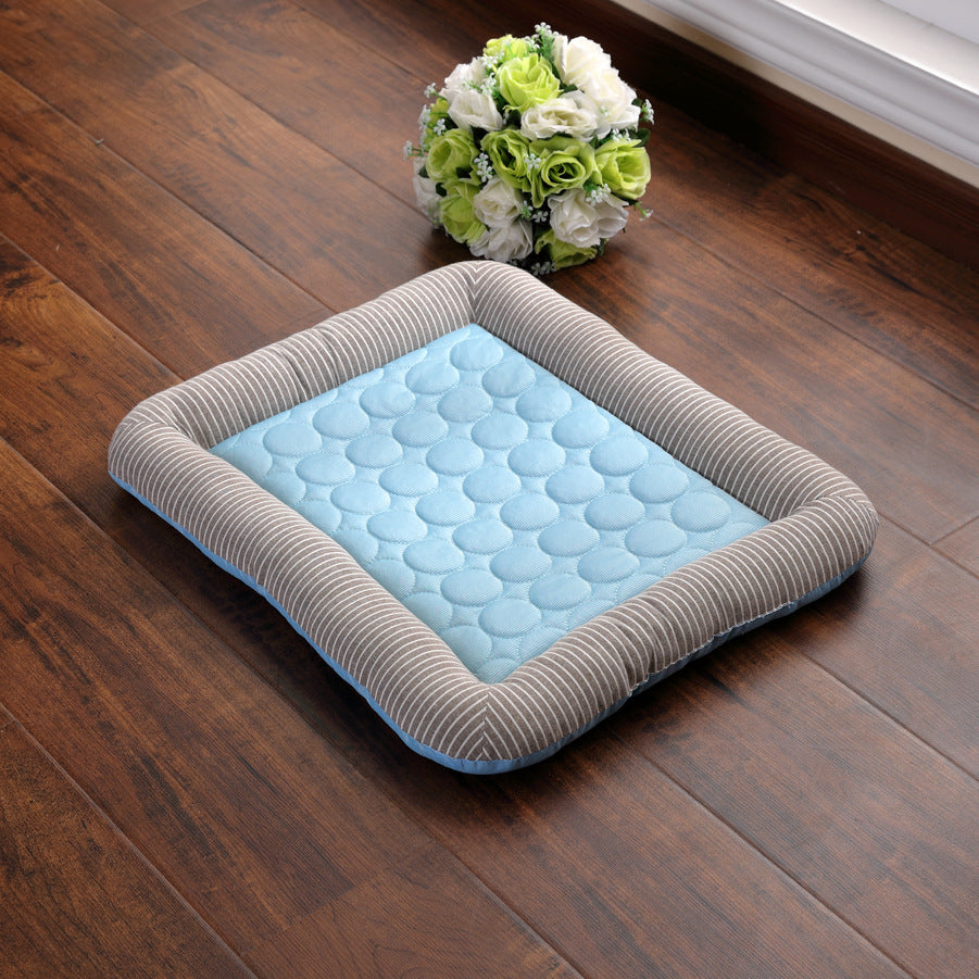 Pet Cooling Pad Bed For Dogs Cats Puppy Kitten Cool Mat Pet Blanket Ice Silk Material Soft For Summer Sleeping  Blue Breathable