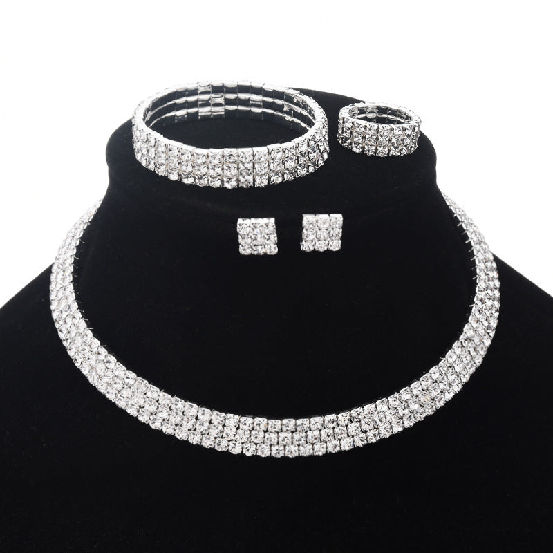 Exaggerated Claw Diamond Beaded Four-Piece Set Multilayer Necklace