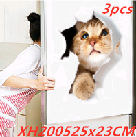 New cute hole cat creative home decoration 3D animal wall stickers bathroom toilet toilet stickers