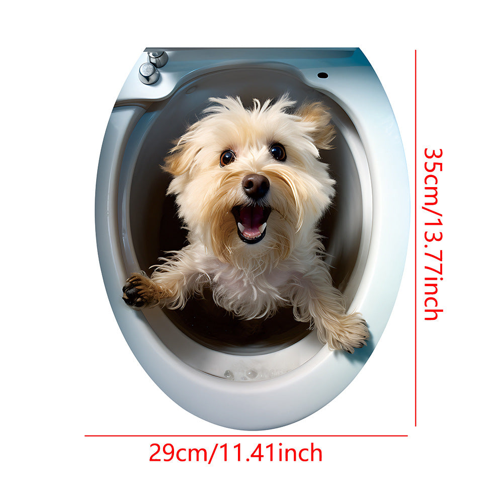 Creative 3D Kitten Animal Toilet Seat Stickers