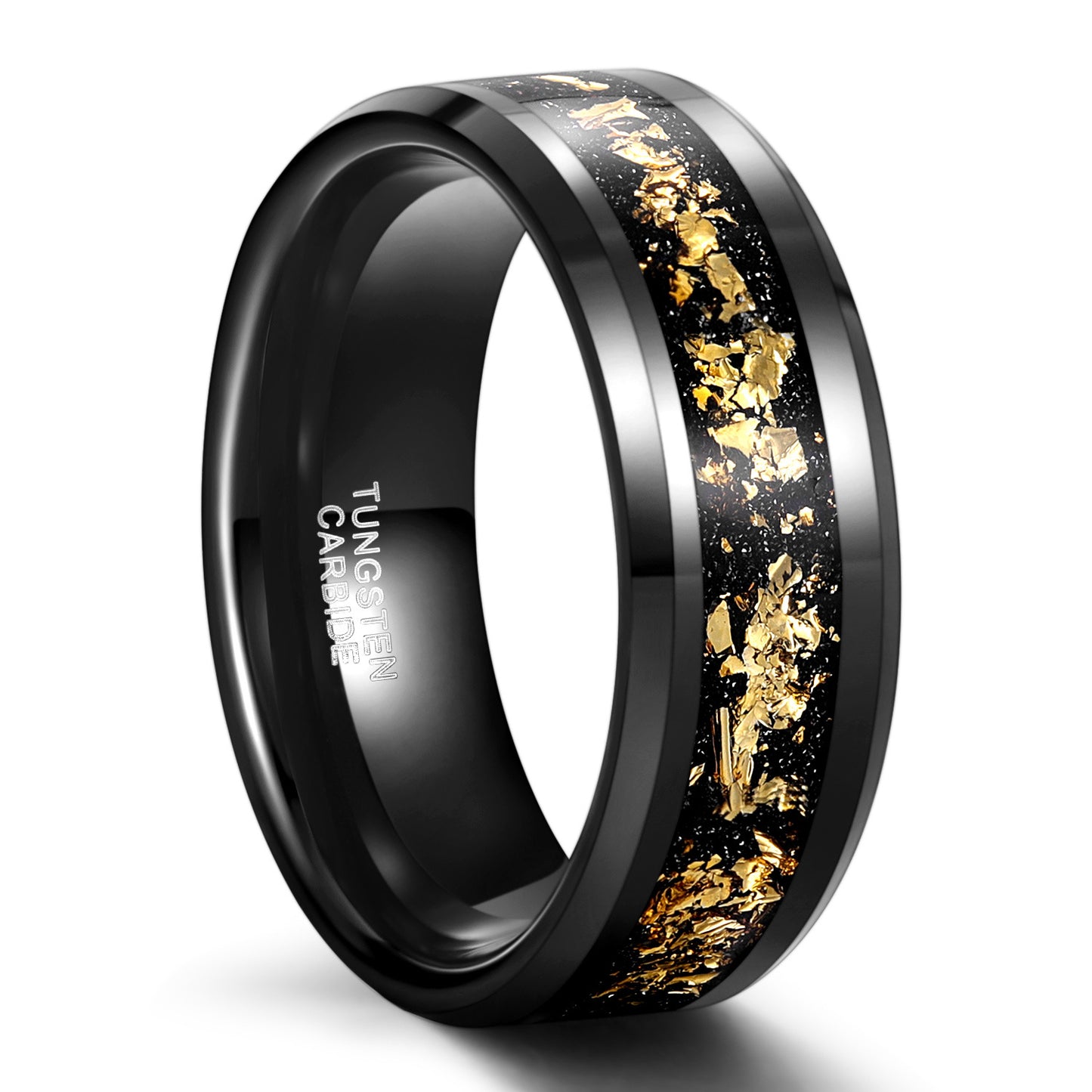 Wide Face 8mm Black Unisex Tungsten Ring