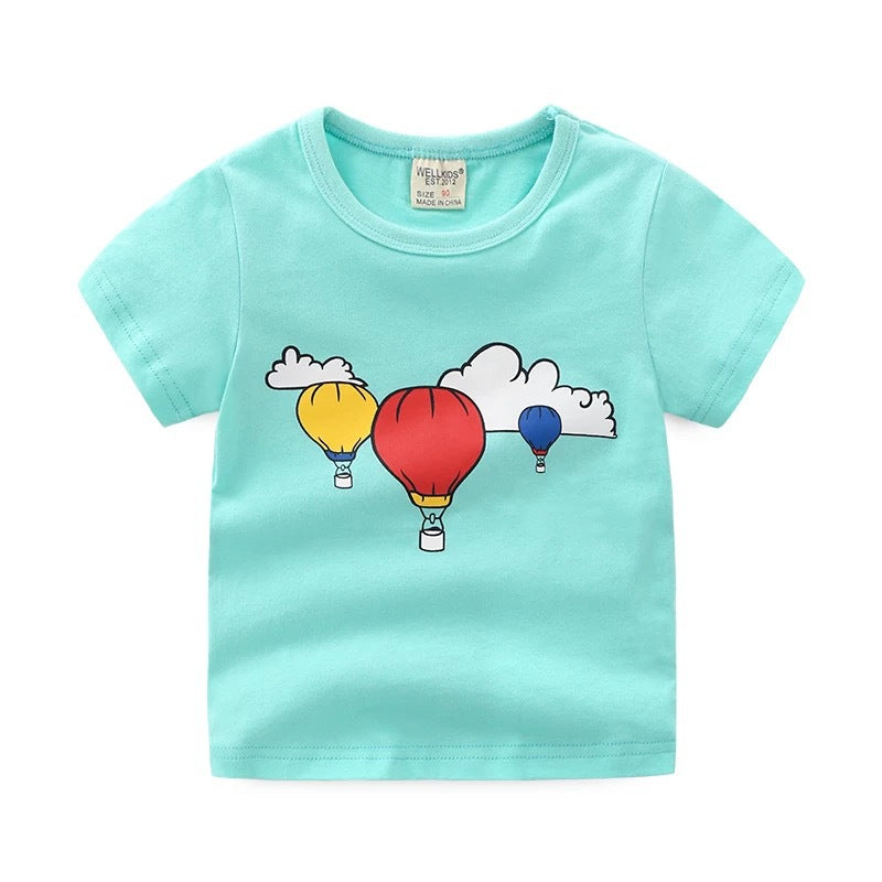 Children's summer cartoon print T-shirt