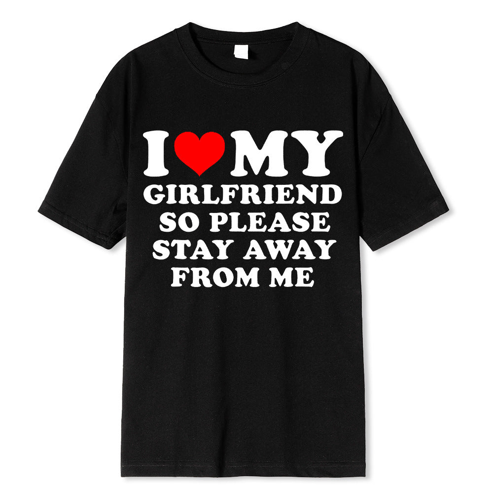 I Love My BoyfriendT T-shirt Women's Casual Loose Round Neck Short Sleeve Cotton