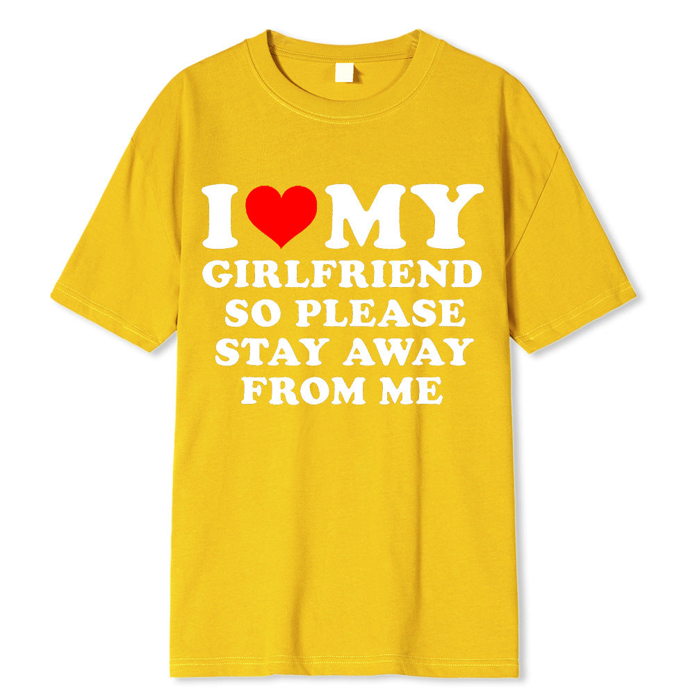 I Love My BoyfriendT T-shirt Women's Casual Loose Round Neck Short Sleeve Cotton