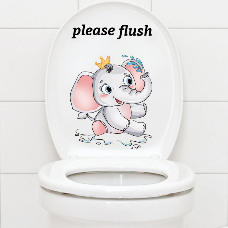 Happy Day Cute Elephant Home Shop Bathroom Toilet Decorative Painting Stickers