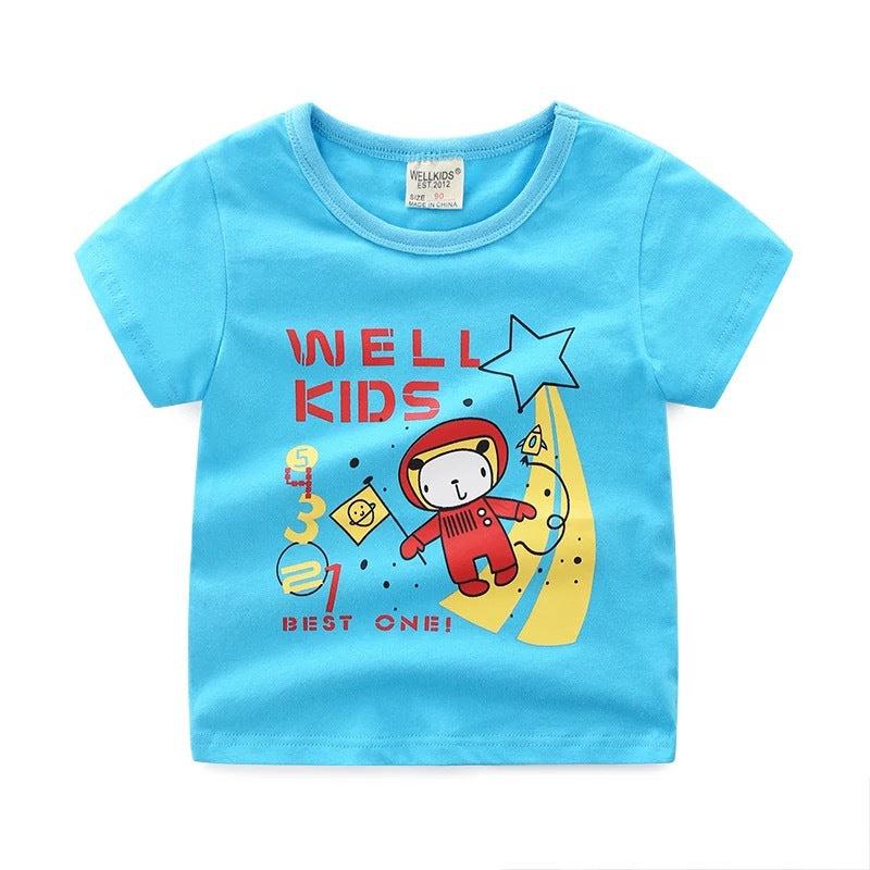 Children's summer cartoon print T-shirt