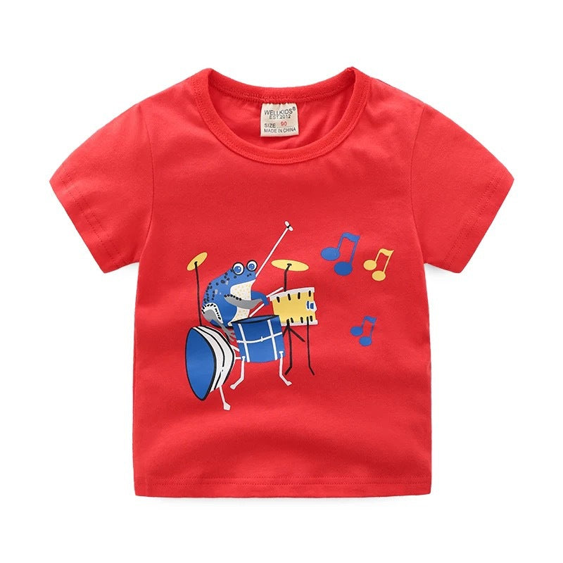 Children's summer cartoon print T-shirt