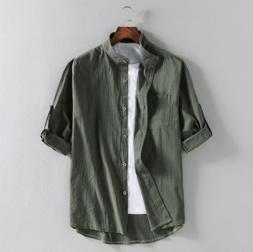 Men's Linen Stand Collar Loose Shirt