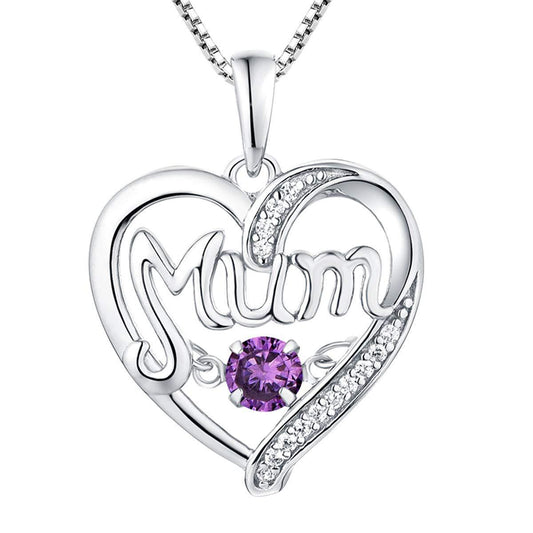 S925 Silver Pulsatile Heart MoM Necklace Mother's Day Gift Birthstones Smart Pendant