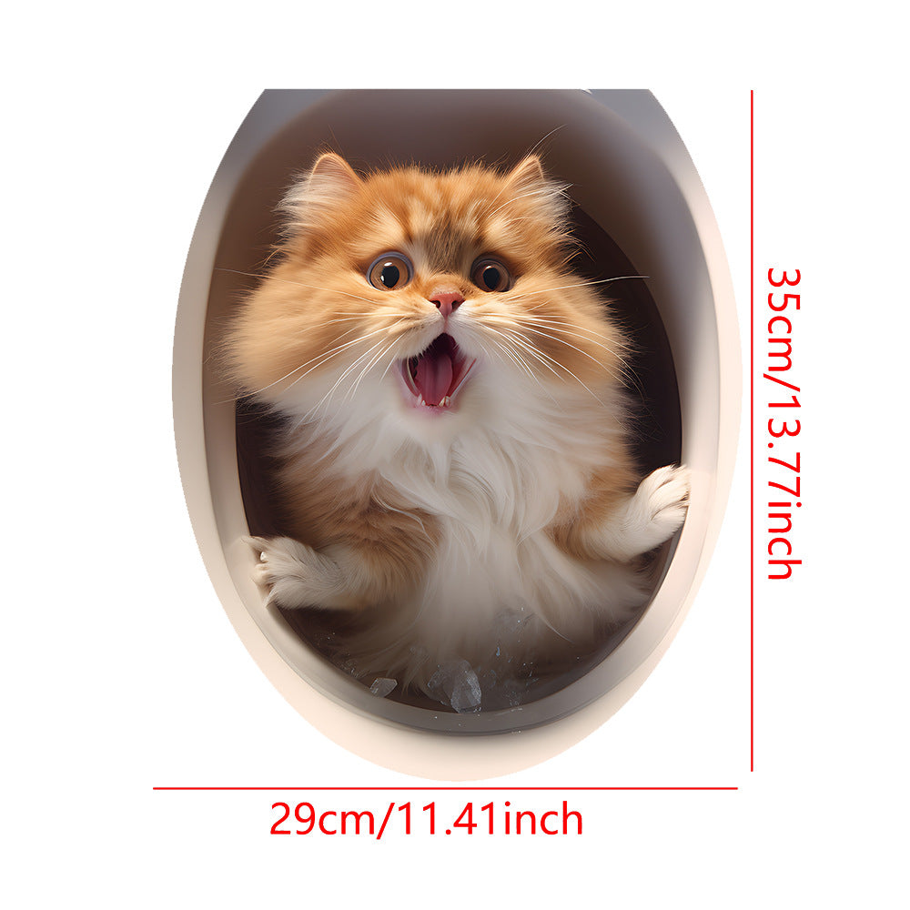 Creative 3D Kitten Animal Toilet Seat Stickers