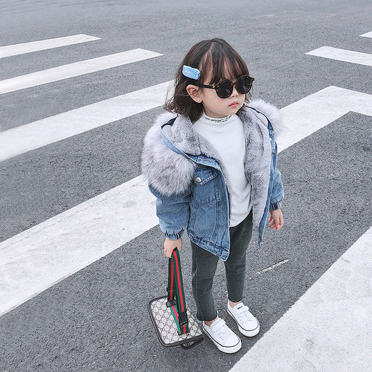 Winter Cashmere Denim Jacket For Children