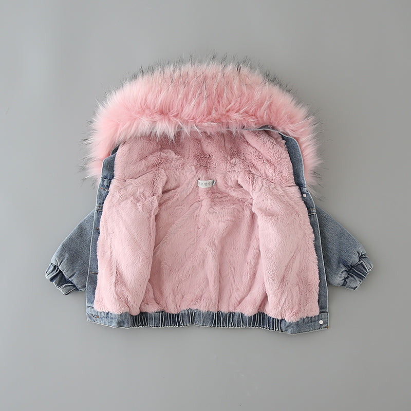 Winter Cashmere Denim Jacket For Children