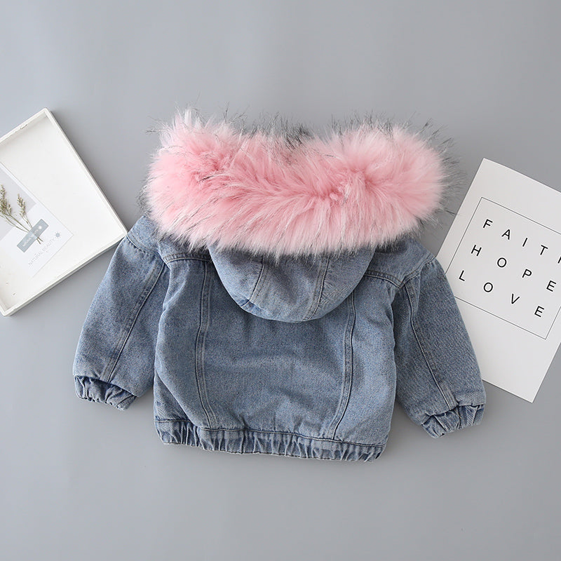 Winter Cashmere Denim Jacket For Children