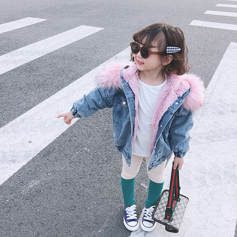 Winter Cashmere Denim Jacket For Children