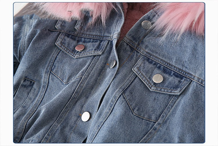 Winter Cashmere Denim Jacket For Children