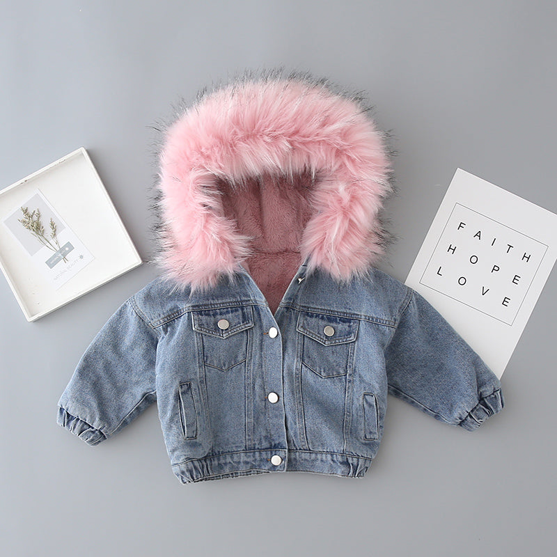 Winter Cashmere Denim Jacket For Children